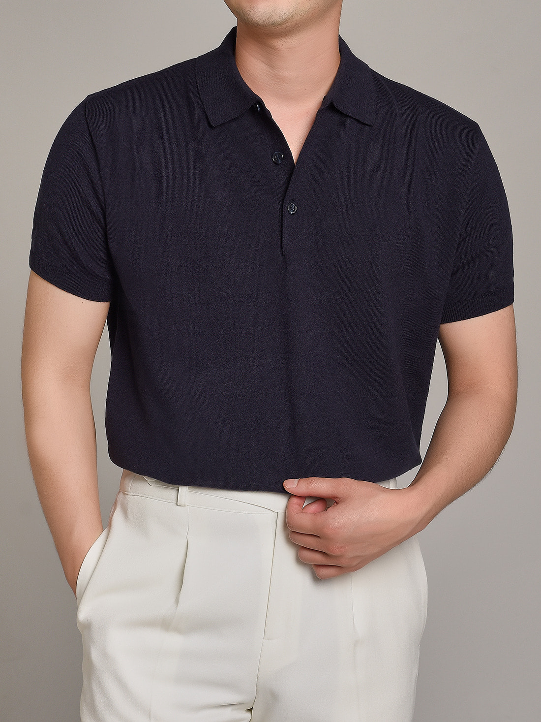 soft touch solid polo knit (navy)