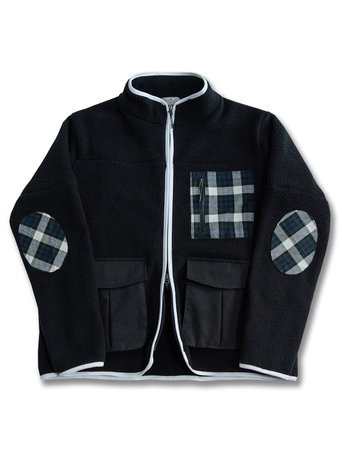 patch work fleece jacket (black)