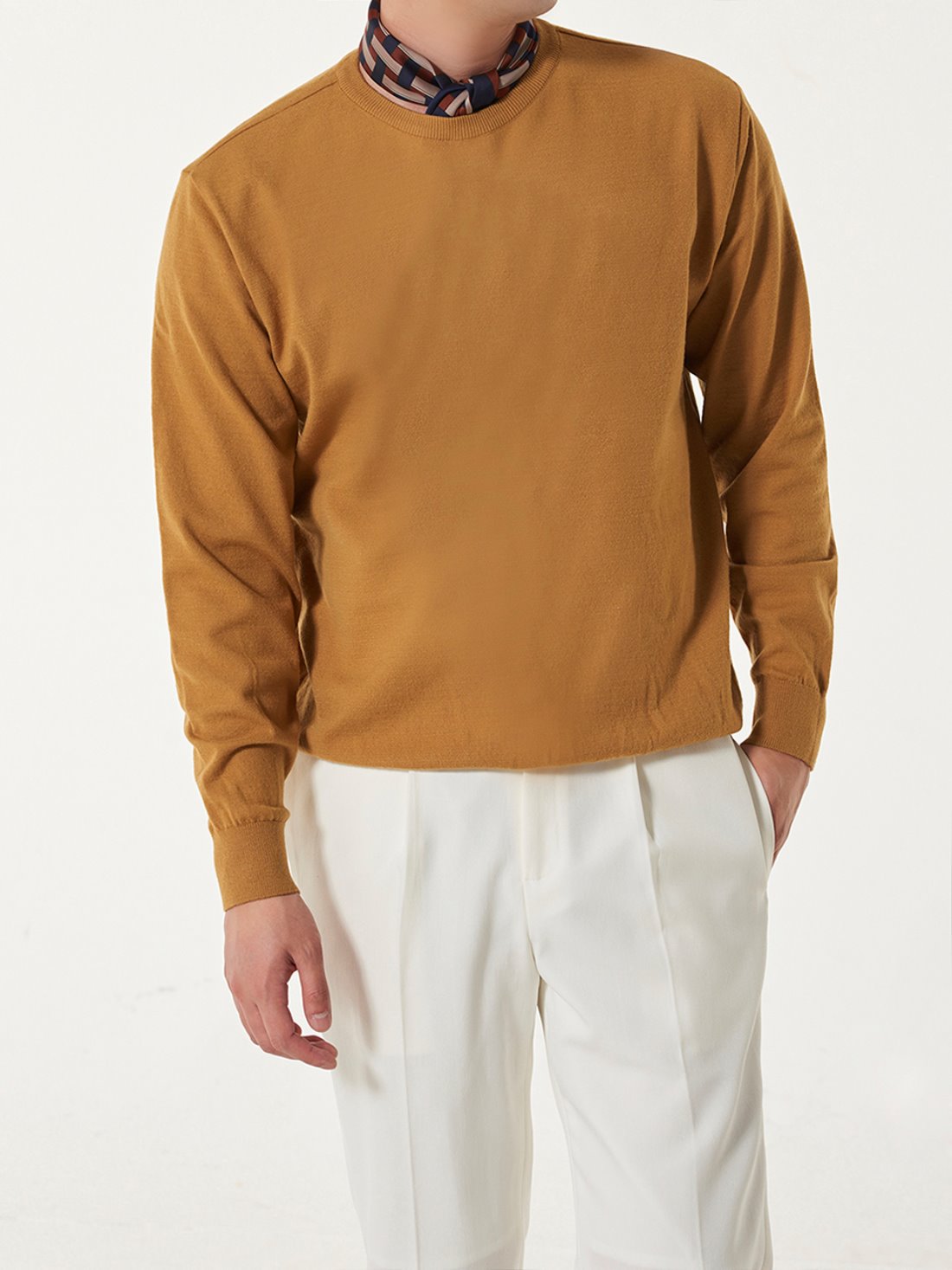 Soft touch solid crew neck knit (mustard)