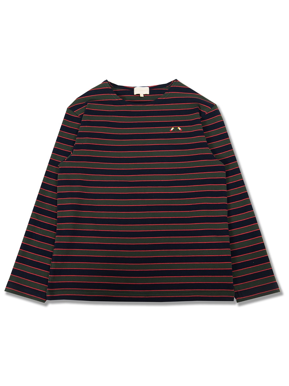 boat neck stripe long sleeve (khaki)