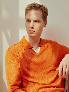 V neck polo knit (orange)