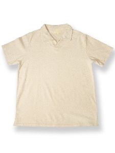 terry cotton open collar T (light beige)