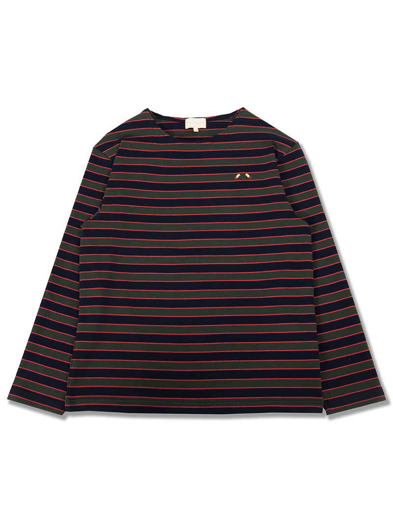 boat neck stripe long sleeve (khaki)