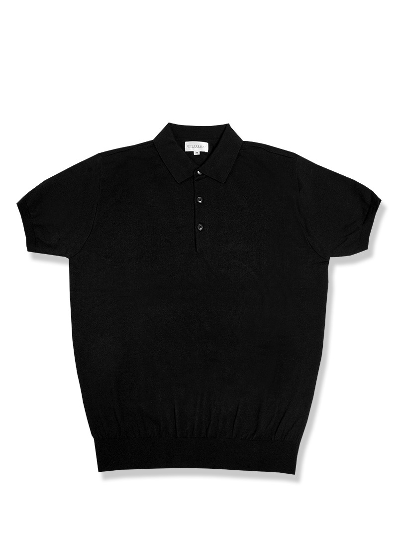 [누적판매 5,000장]soft touch solid polo knit (black)